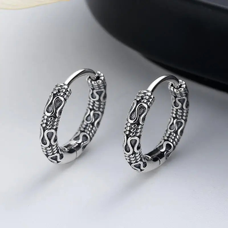 Hip Hop Cool Geometric Stud Hoop Earrings