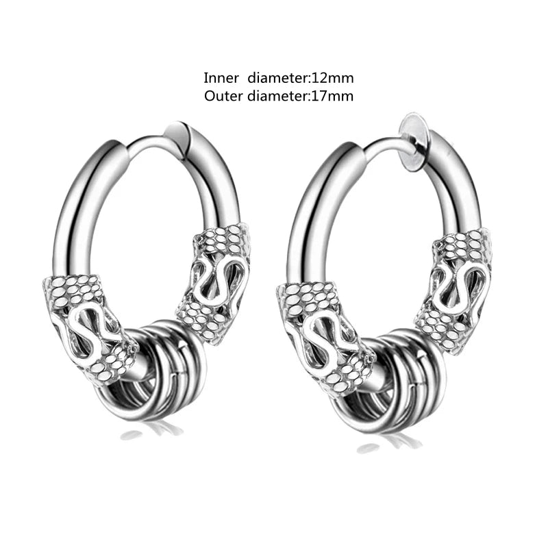 Hip Hop Cool Geometric Stud Hoop Earrings