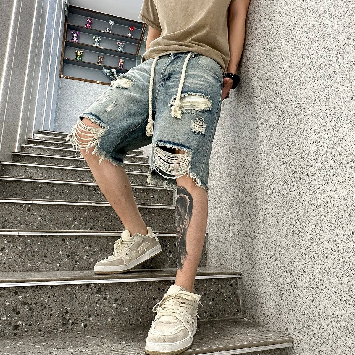 Men Summer Stretchy Denim Shorts