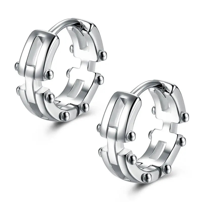 Hip Hop Cool Geometric Stud Hoop Earrings