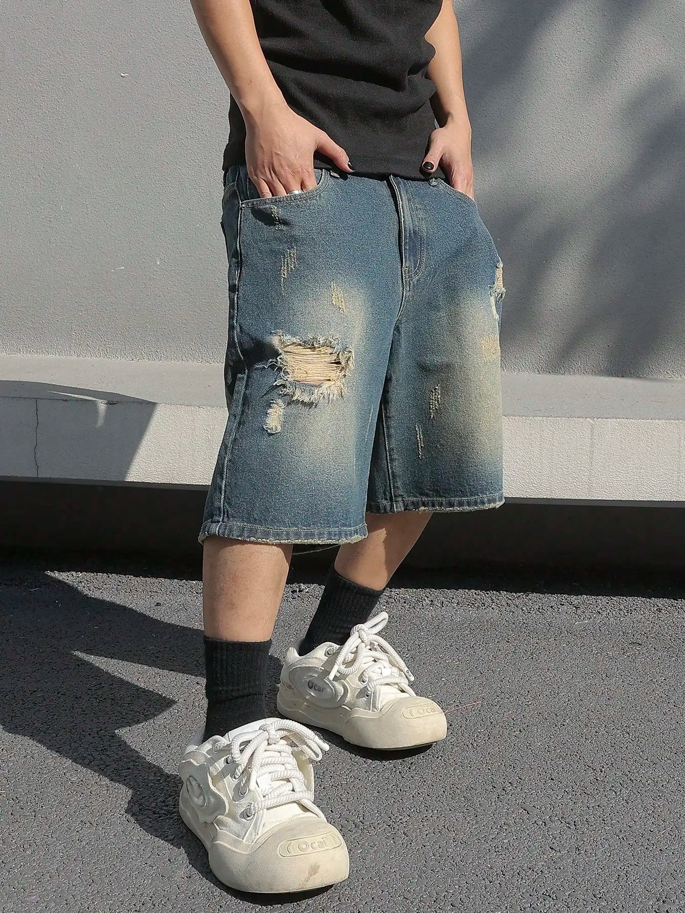 Men Summer Baggy Stretchy Denim Shorts