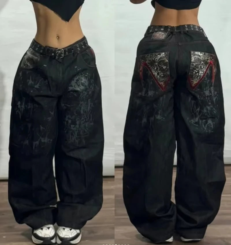 Gothic Fashion Washed Old Casual Jeans