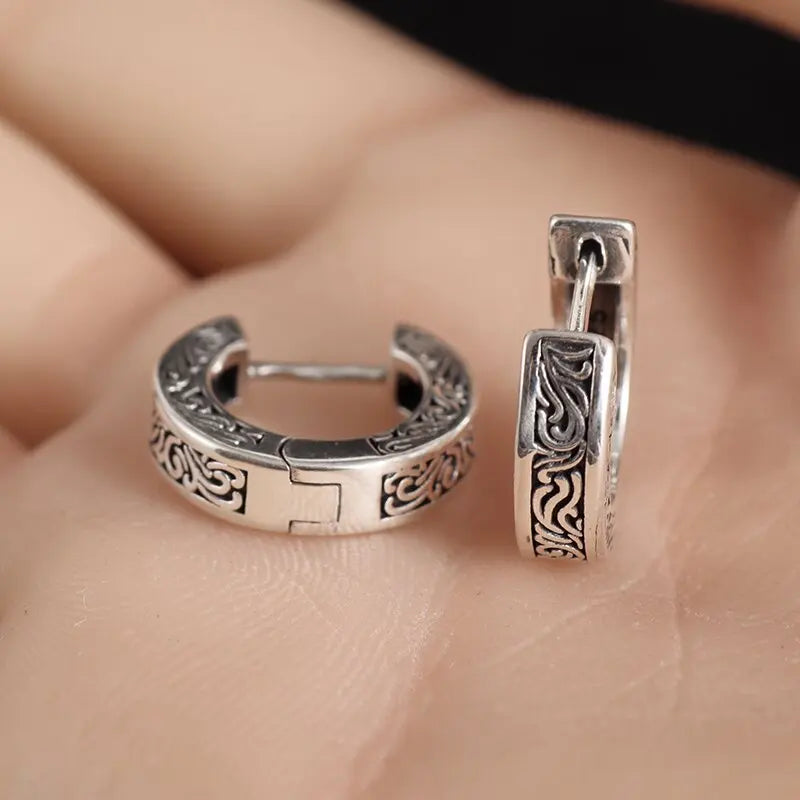 Hip Hop Cool Geometric Stud Hoop Earrings