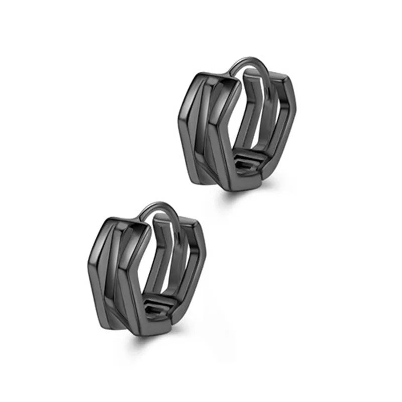 Hip Hop Cool Geometric Stud Hoop Earrings