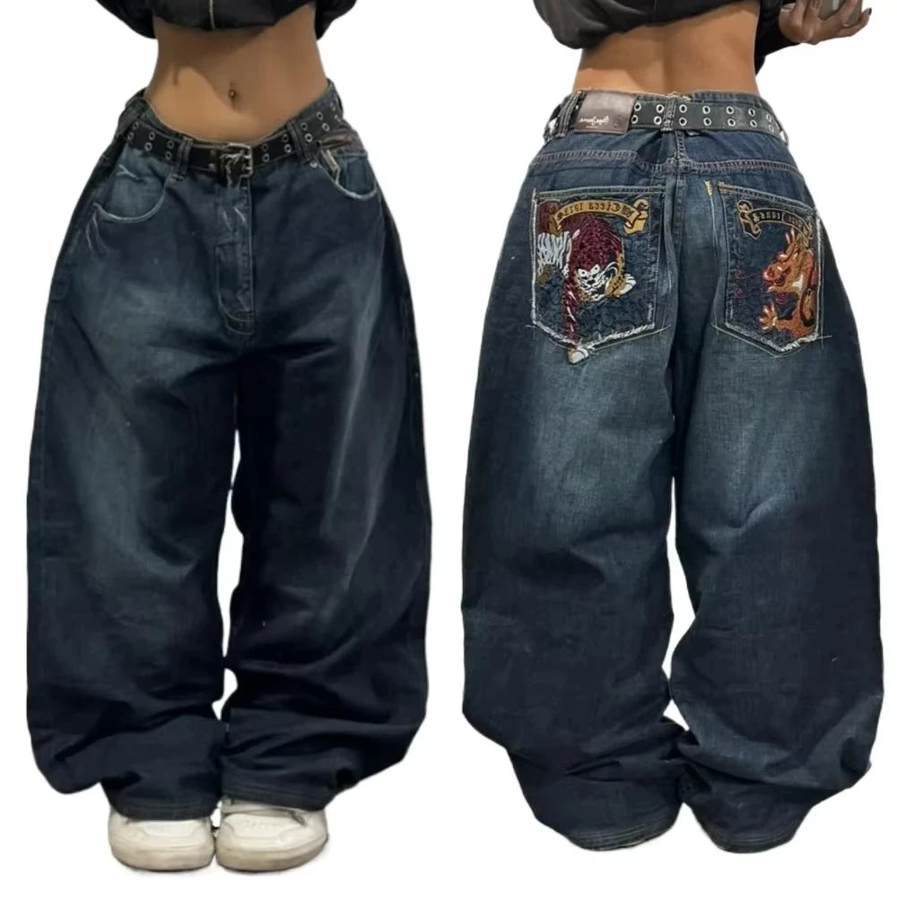 Gothic Fashion Washed Old Casual Jeans
