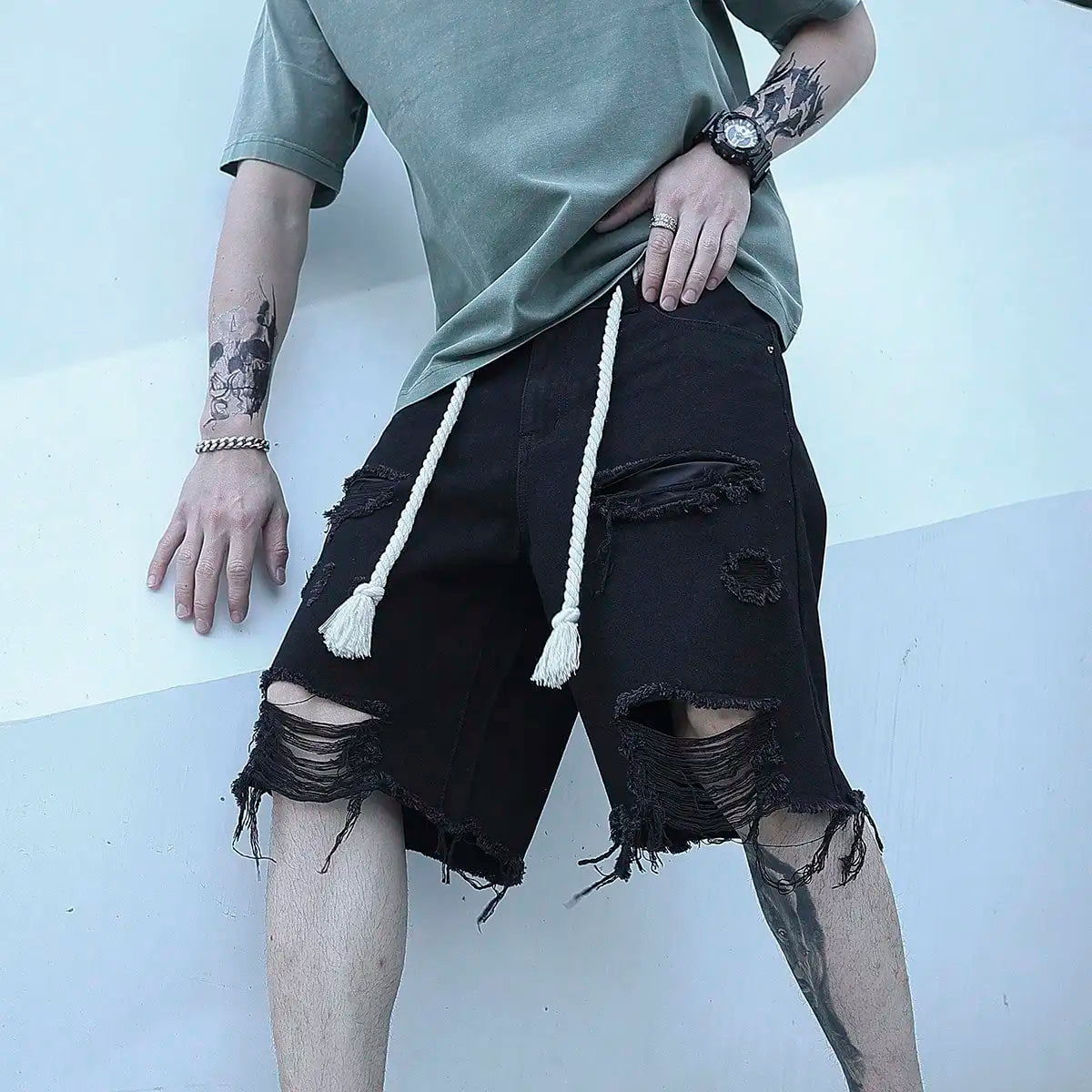 Men Summer Stretchy Denim Shorts