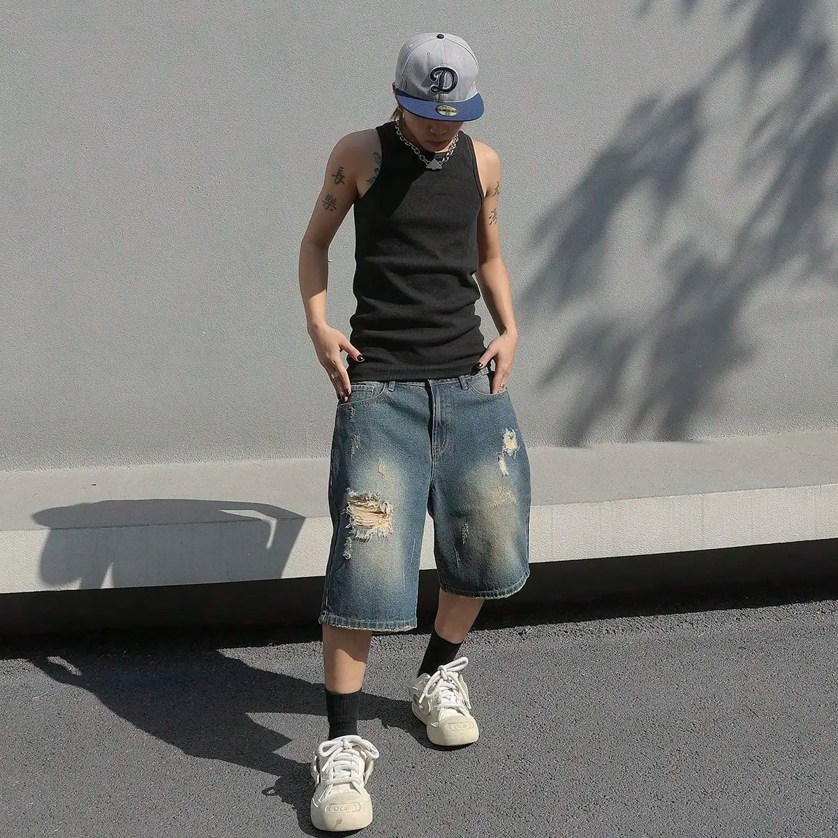 Men Summer Baggy Stretchy Denim Shorts