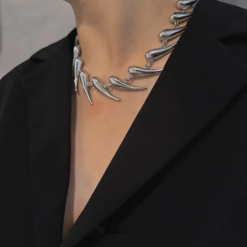 Stainless Steel Chains Rivet Choker Necklace