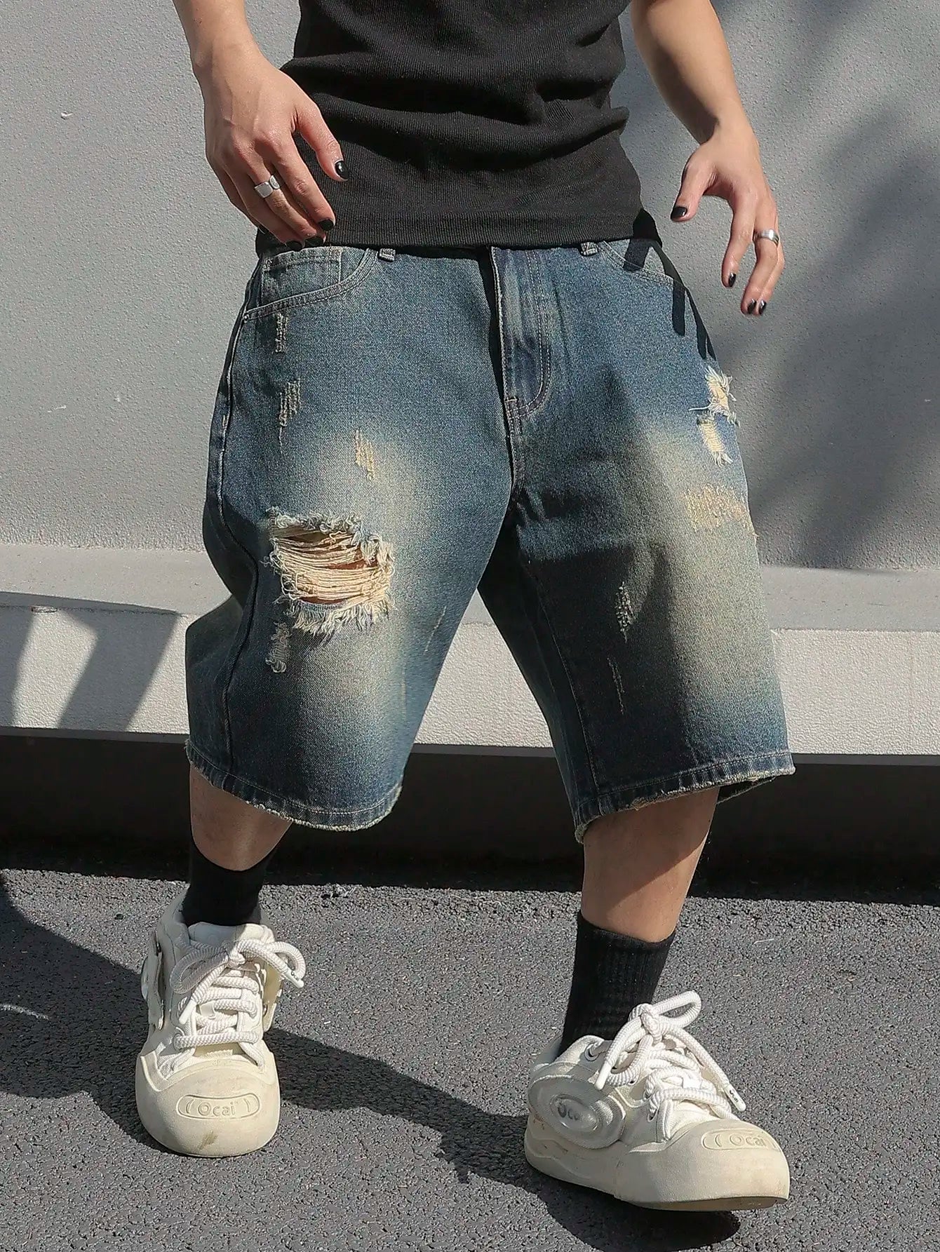 Men Summer Baggy Stretchy Denim Shorts