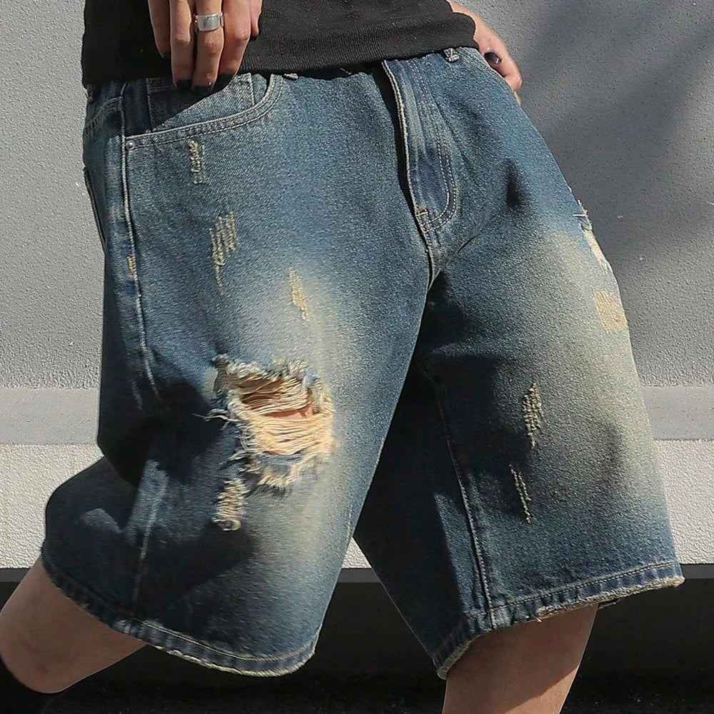 Men Summer Baggy Stretchy Denim Shorts
