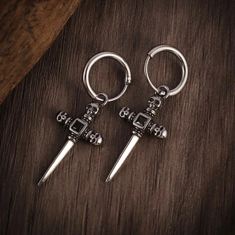 Hip Hop Cool Geometric Stud Hoop Earrings