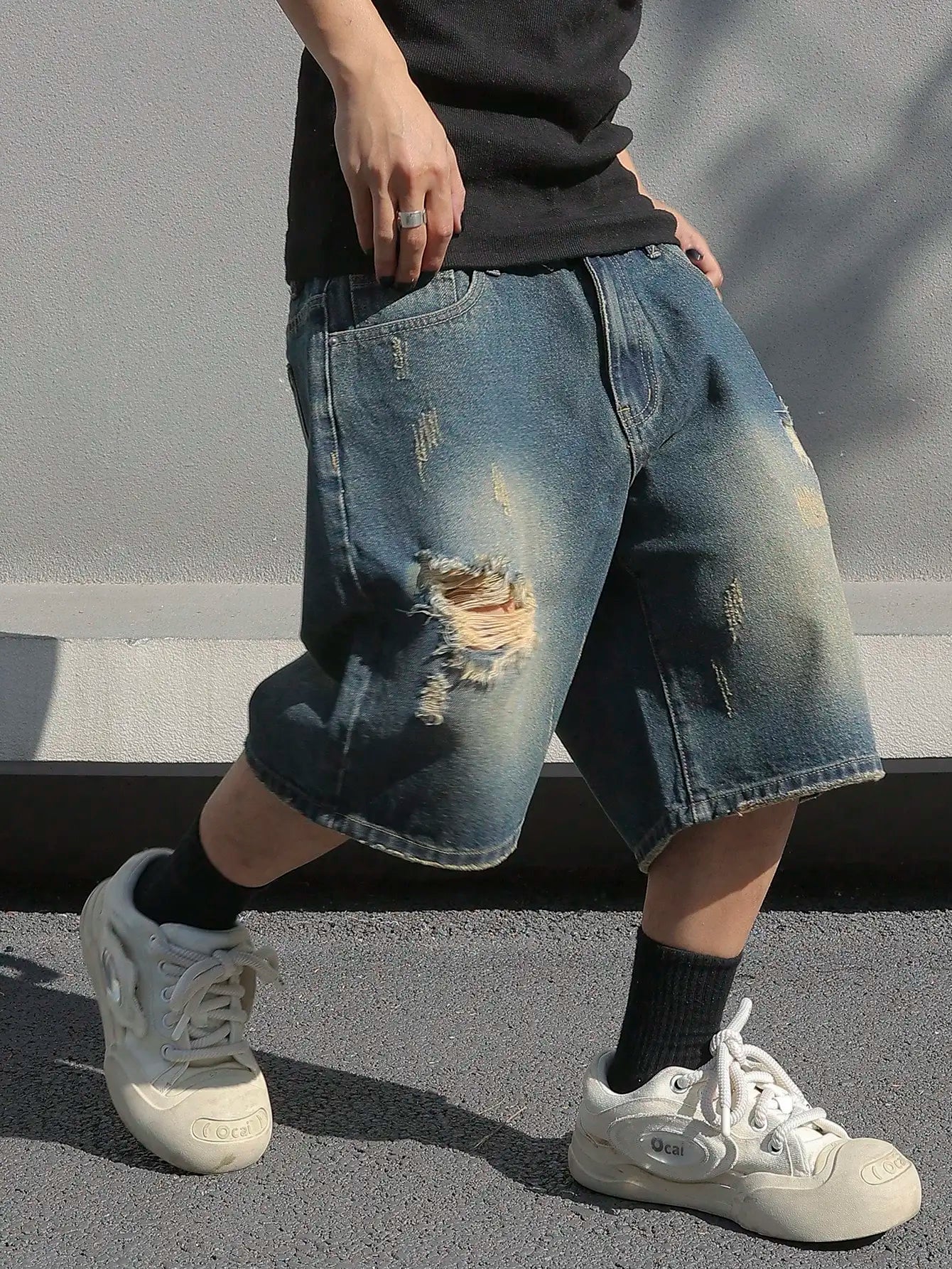 Men Summer Baggy Stretchy Denim Shorts