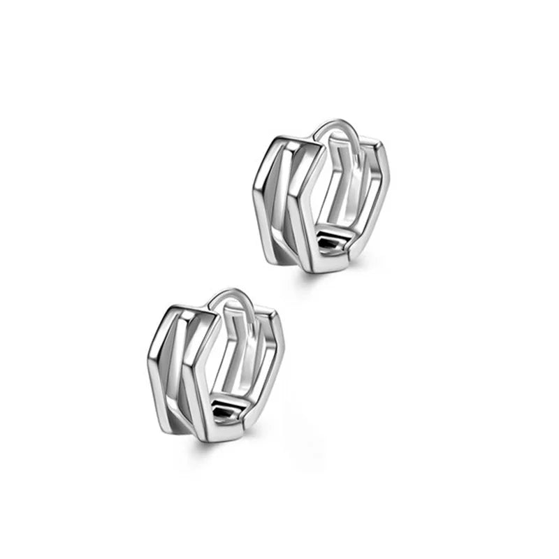 Hip Hop Cool Geometric Stud Hoop Earrings