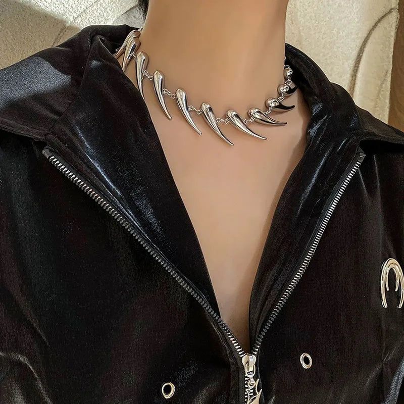 Stainless Steel Chains Rivet Choker Necklace