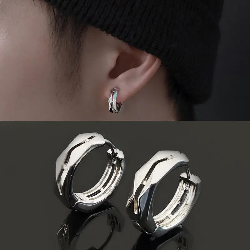 Hip Hop Cool Geometric Stud Hoop Earrings