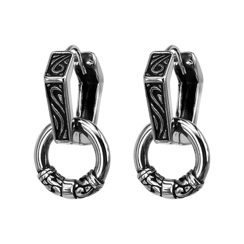 Hip Hop Cool Geometric Stud Hoop Earrings