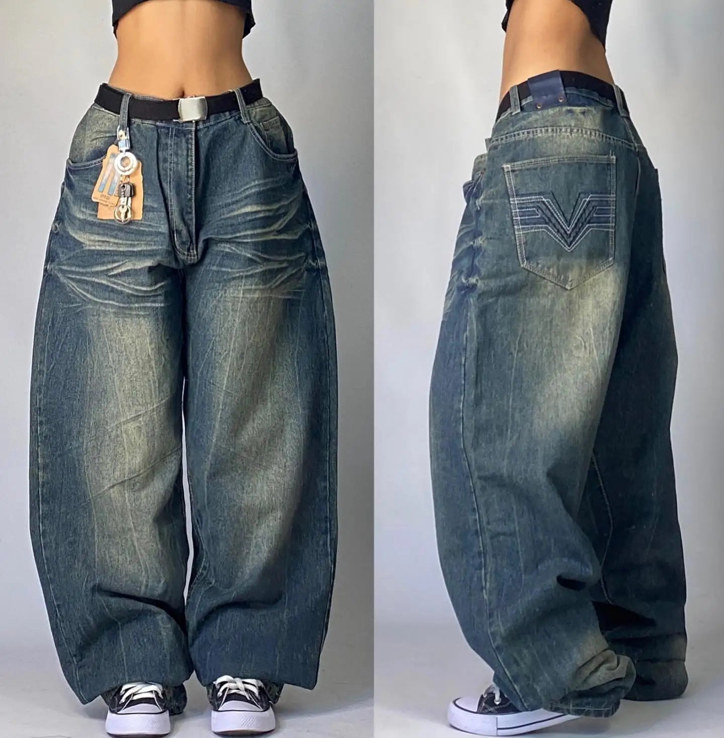 Gothic Fashion Washed Old Casual Jeans