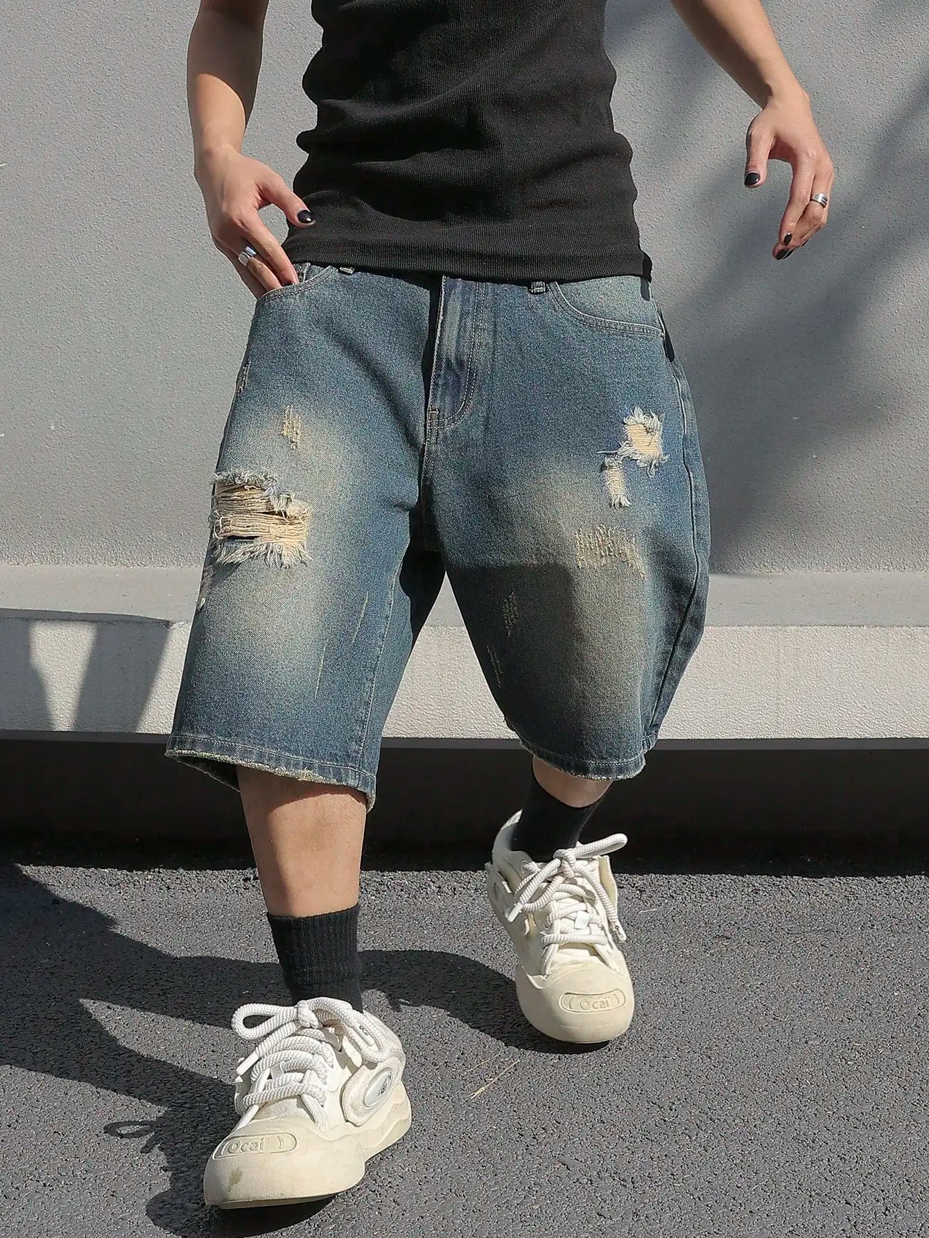 Men Summer Baggy Stretchy Denim Shorts