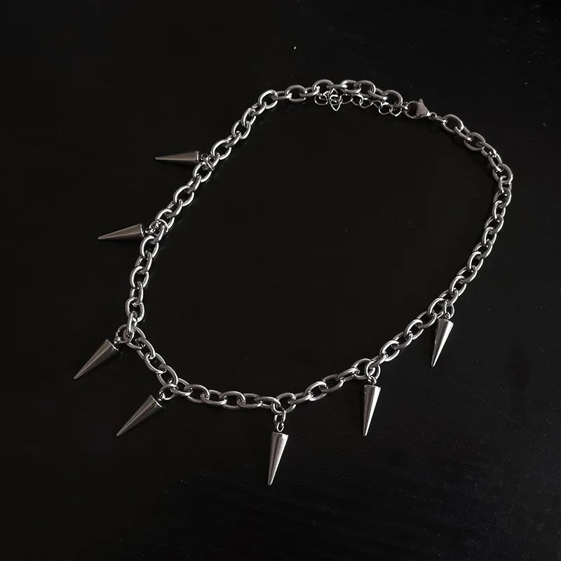 Stainless Steel Chains Rivet Choker Necklace