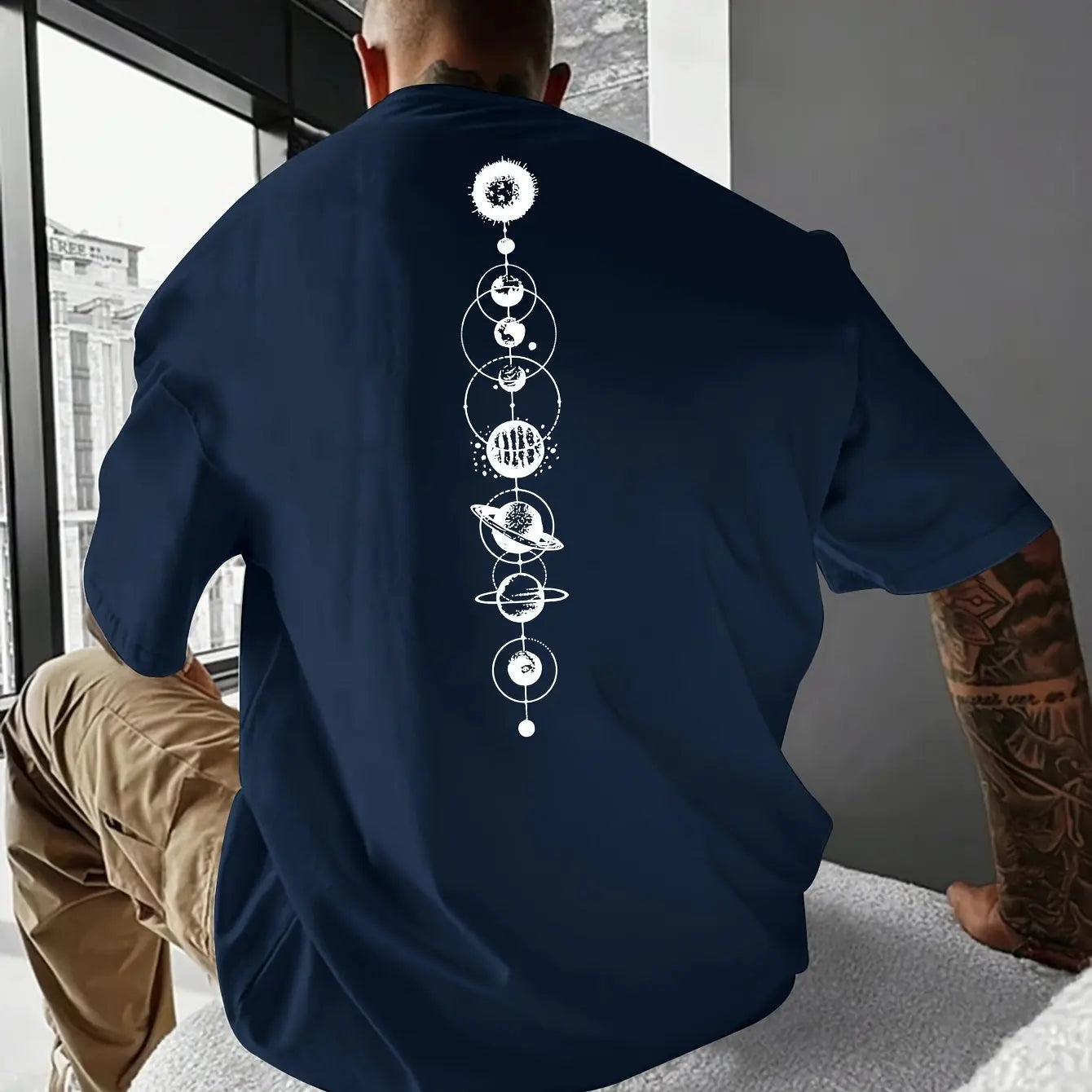 Men's Loose Planet Graphic T-shirt