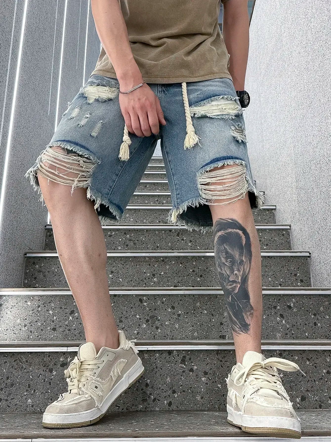 Men Summer Stretchy Denim Shorts