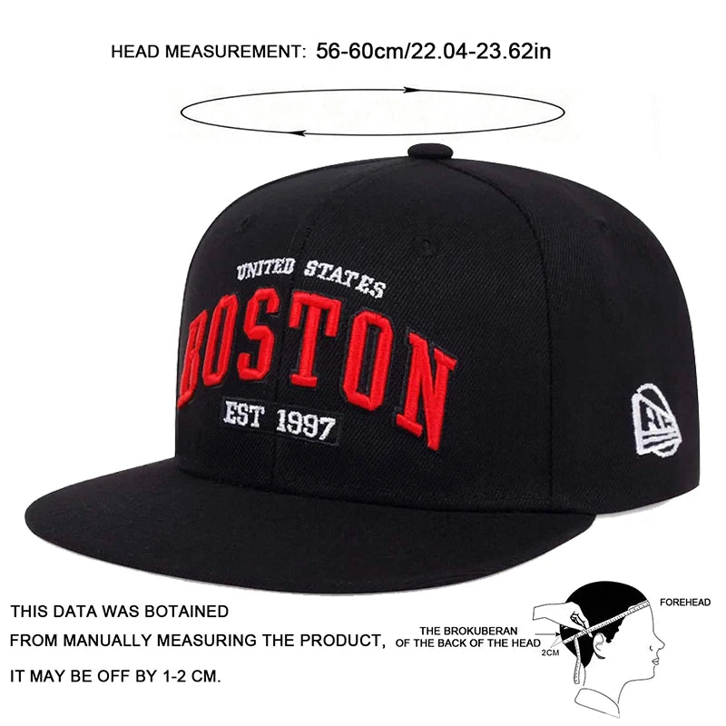 BOSTON Letter Embroidery Hip-hop Hats