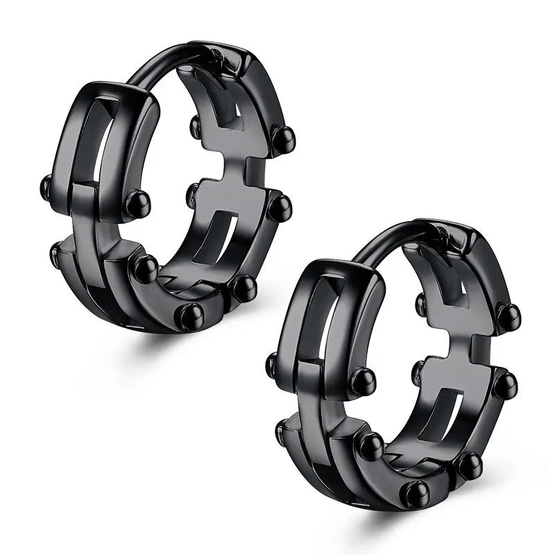 Hip Hop Cool Geometric Stud Hoop Earrings