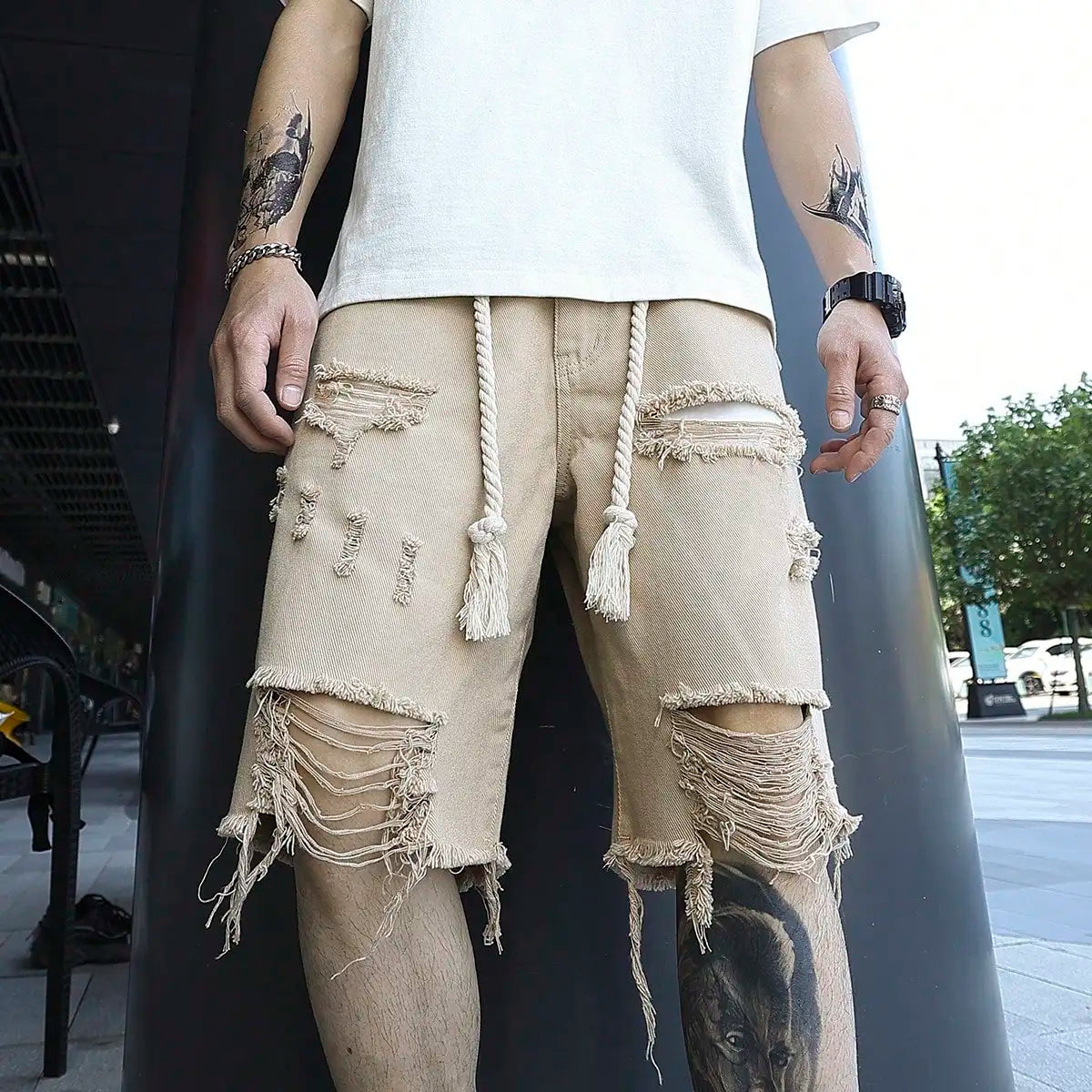 Men Summer Stretchy Denim Shorts