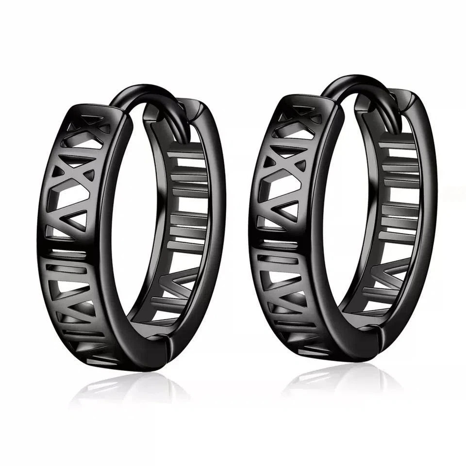 Hip Hop Cool Geometric Stud Hoop Earrings