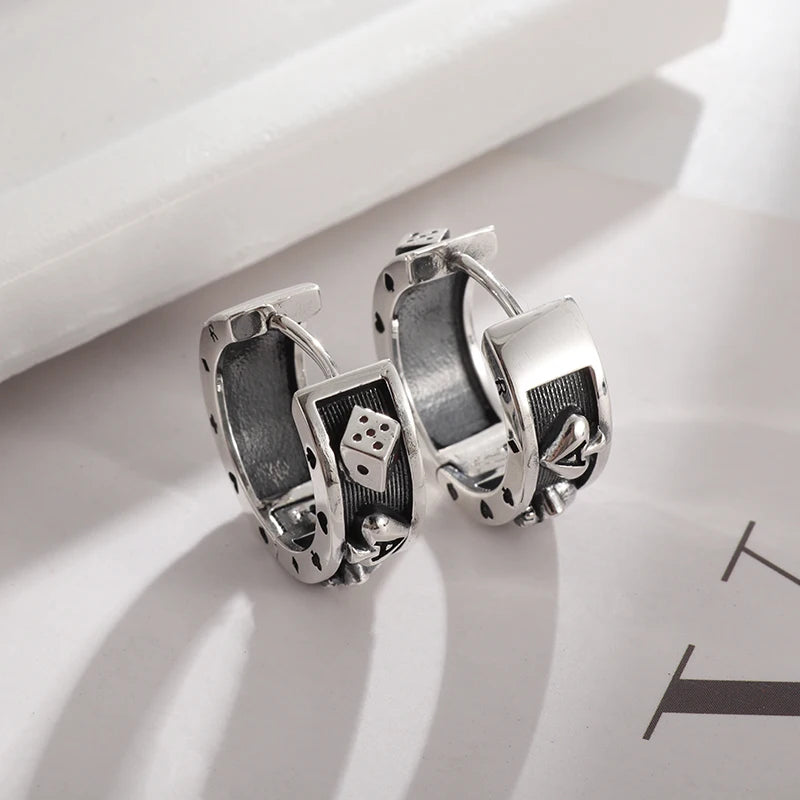 Hip Hop Cool Geometric Stud Hoop Earrings