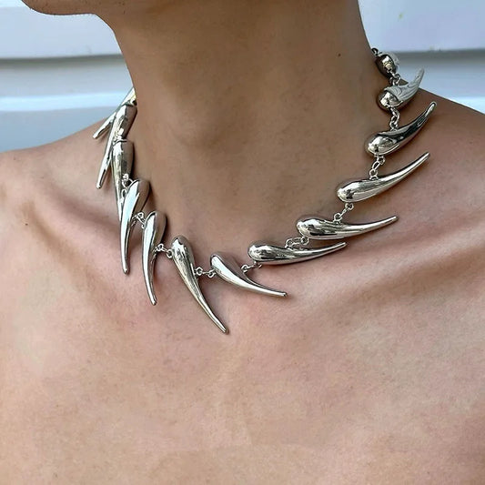 Stainless Steel Chains Rivet Choker Necklace