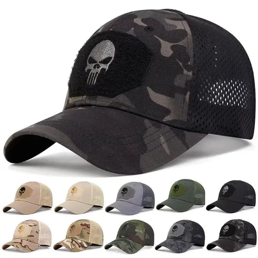 Skull Embroidered Top with Patch Cap